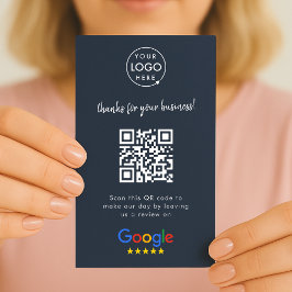 Google Review us Business Thank You QR Code Navy 名刺