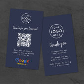 Google Review us Business Thank You QR Code Navy 名刺