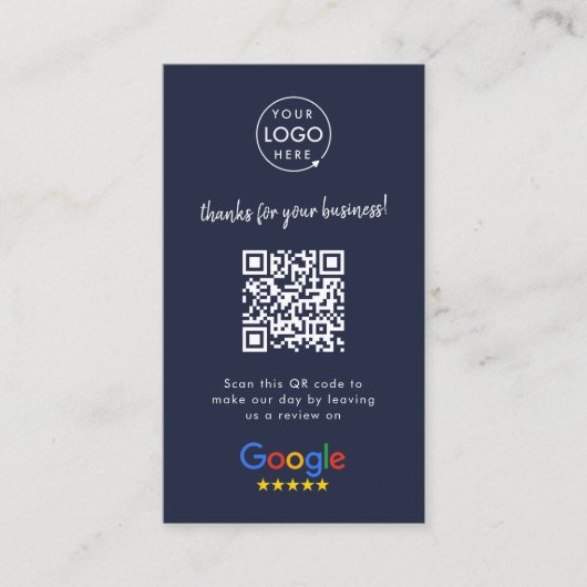 Google Review us Business Thank You QR Code Navy 名刺 (正面)