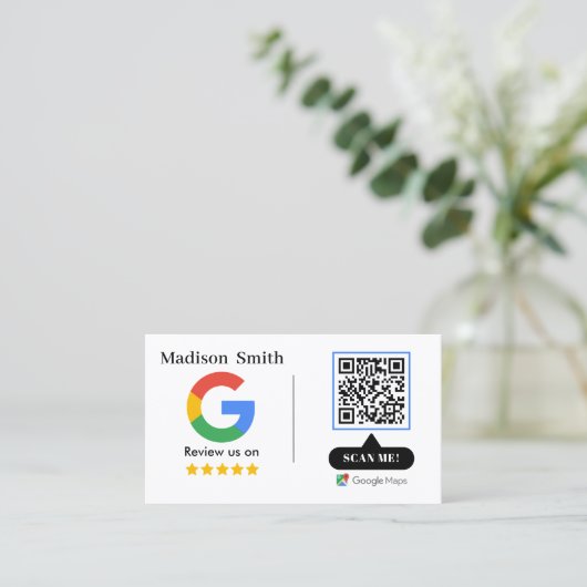 Google Review With QR Code Link Business Card 名刺 (スタンド正面)