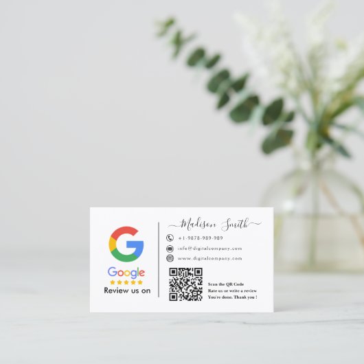 Google Review With QR Code Link Business Card 名刺 (スタンド正面)