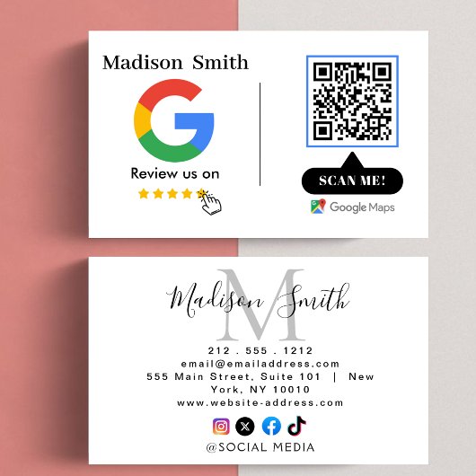 Google Review With QR Code Link Business Card 名刺
