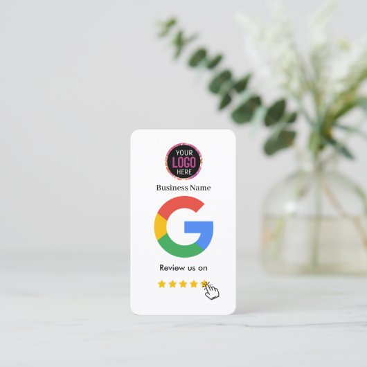 Google Review With QR Code Link Business Card 名刺 (スタンド正面)