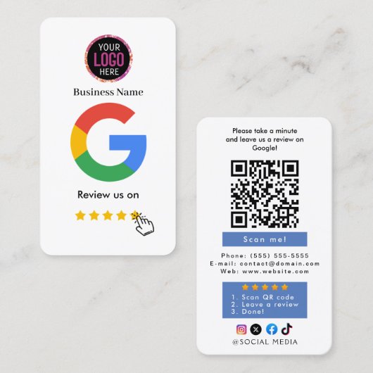 Google Review With QR Code Link Business Card 名刺 (正面/裏面)