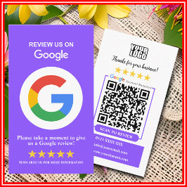 Google Reviews | ビジネスレビューお願いします パープルQRコード 名刺