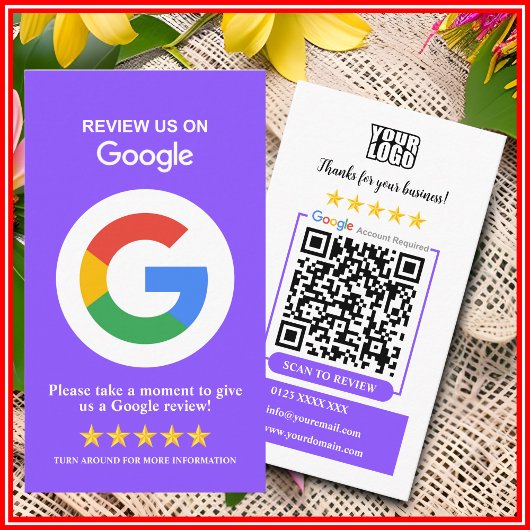 Google Reviews | ビジネスレビューお願いします パープルQRコード 名刺