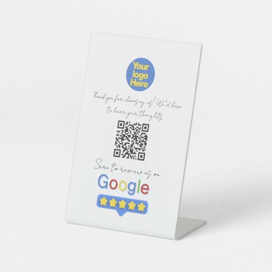Google Reviews | Business Review Link QR Code 台座サイン (正面)