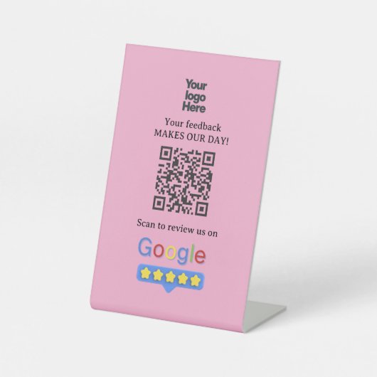 Google Reviews | Business Review Link QR Code 台座サイン (正面)