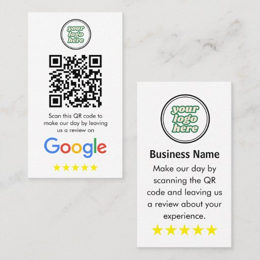 Google Reviews | Business Review Link QR Code 名刺 (正面/裏面)