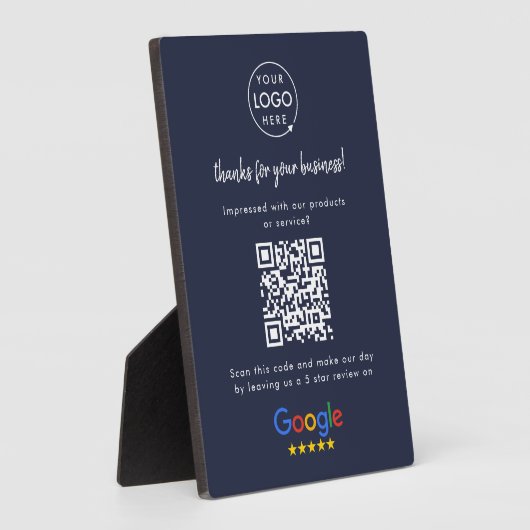 Google Reviews Business Review Link QR Code Navy フォトプラーク (側面)