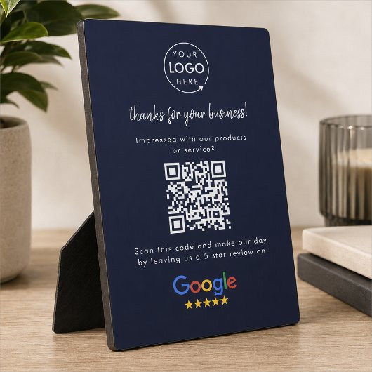 Google Reviews Business Review Link QR Code Navy フォトプラーク