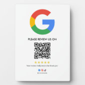 Google Reviews Easel Sign | QR Code Display Plaque フォトプラーク (正面)