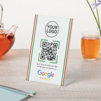 Google Reviews QR Code Custom Logo 台座サイン