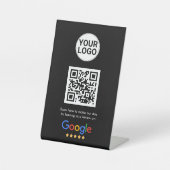 Google Reviews QR Code Dark Theme Custom Logo 台座サイン (正面)