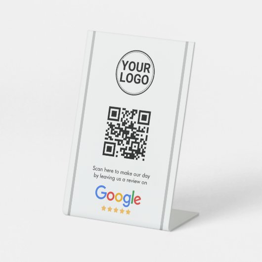 Google Reviews QR Code Elegant Custom Logo 台座サイン (正面)