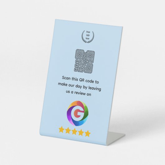 Google Reviews Tabletop Sign | QR Code Pedestal 台座サイン (正面)
