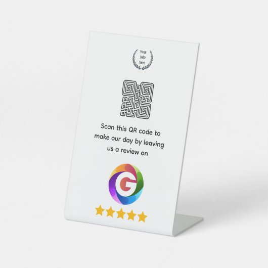 Google Reviews Tabletop Sign | QR Code Pedestal 台座サイン (正面)