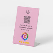 Google Reviews Tabletop Sign | QR Code Pedestal 台座サイン (正面)