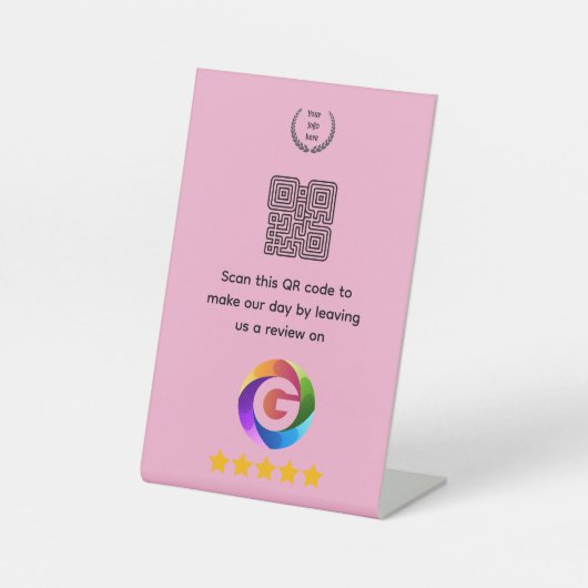 Google Reviews Tabletop Sign | QR Code Pedestal 台座サイン (正面)