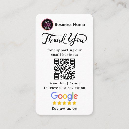 Google Reviews With Thank You And QR Code 名刺 (正面)