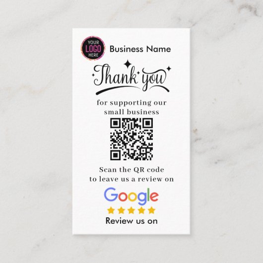Google Reviews With Thank You And QR Code Business 名刺 (正面)