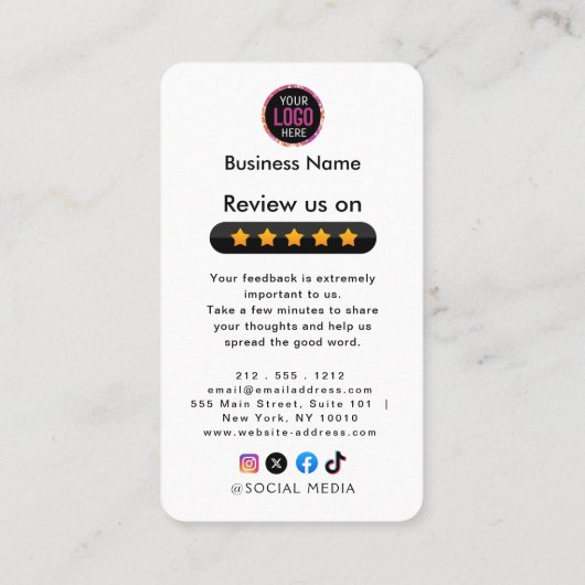 Google Reviews With Thank You And QR Code Business 名刺 (裏面)