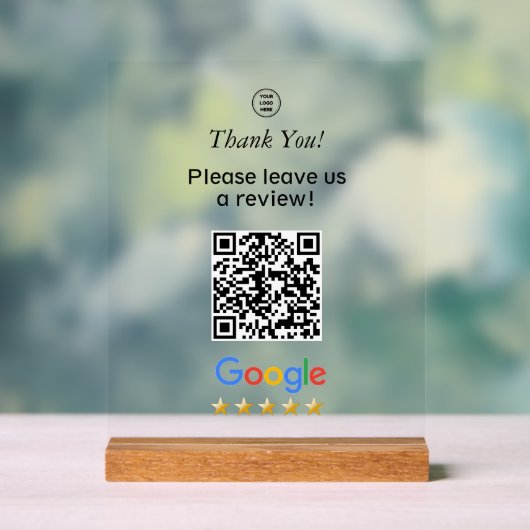 Google Scan To Leave A Review QR Code アクリルサイン (ニュートラル)