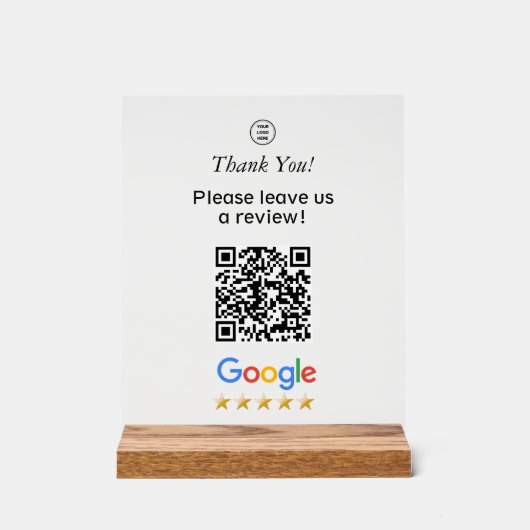 Google Scan To Leave A Review QR Code アクリルサイン (正面)