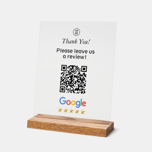 Google Scan To Leave A Review QR Code アクリルサイン (傾斜)