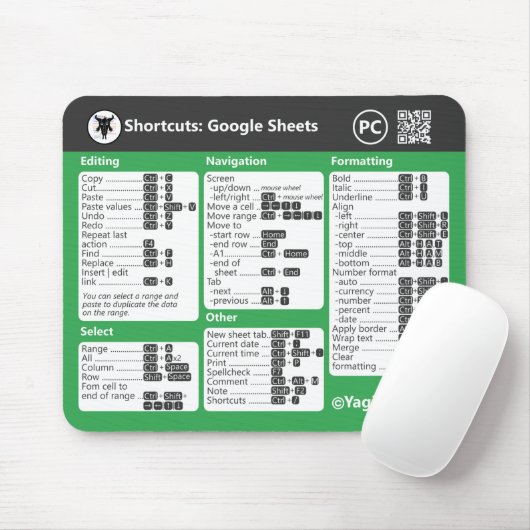 Google Sheets Keyboard Shortcuts for PC Mouse Pad マウスパッド (マウス)