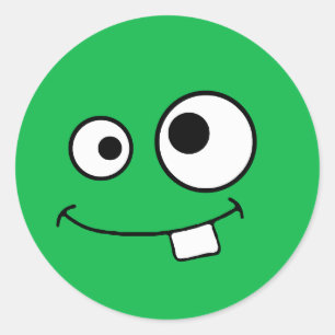 Googly注目された緑モンスターのステッカー ラウンドシール