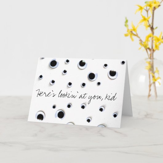 Googly目の白黒誕生日 カード (黄色い花)