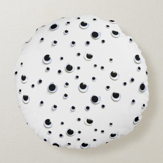 Googly目の白黒赤く粋なモノグラム ラウンドクッション (裏面)