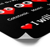 Googly おもしろい Eyes、バレンタインハート、私はあなたを愛している ポスター (角)