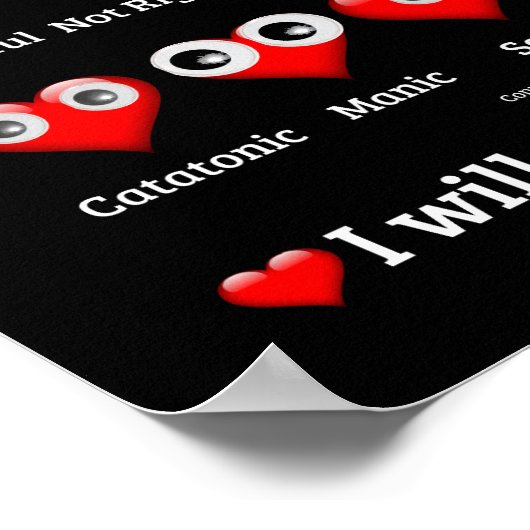 Googly おもしろい Eyes、バレンタインハート、私はあなたを愛している ポスター (角)