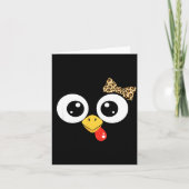 Googly-eyed Turkey With Leopard Bow, Funny Cartoon カード (正面)