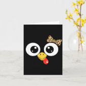 Googly-eyed Turkey With Leopard Bow, Funny Cartoon カード (黄色い花)