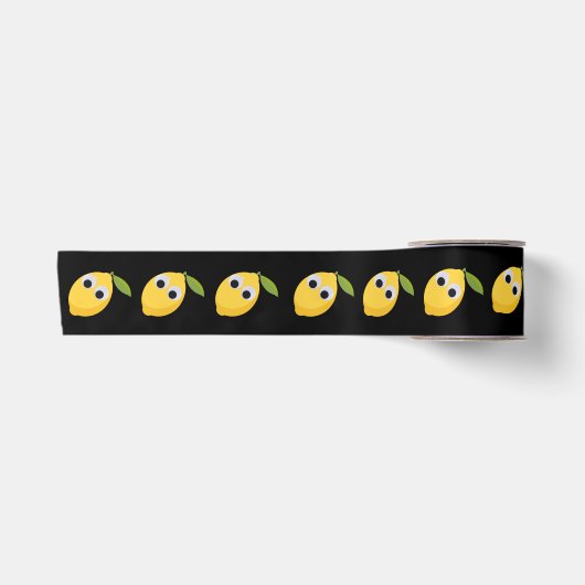 Googly Eyesと可愛いレモンキャラクター サテンリボン (正面)