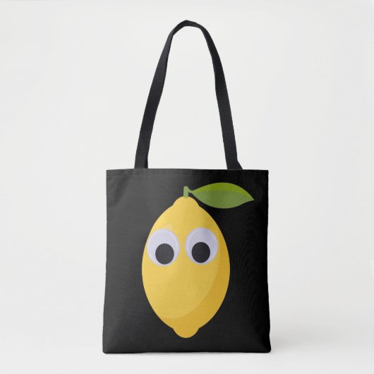 Googly Eyesと可愛いレモンキャラクター トートバッグ (正面)