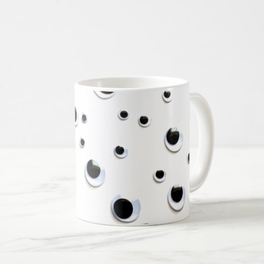 Googly Eyes白黒トレンディードットかわいい コーヒーマグカップ (正面右)