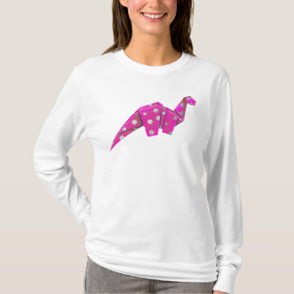 Googly-Eyes Origami Brachiosaur - Pink Tシャツ