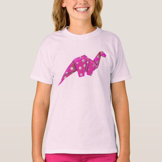 Googly-Eyes Origami Brachiosaur - Pink Tシャツ (正面)