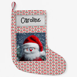 Googly Eyes Santaおもしろい、カスタマイズ名前あり スモールクリスマスストッキング