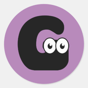 Googly Letter Gクラシックラウンドステッカー ラウンドシール
