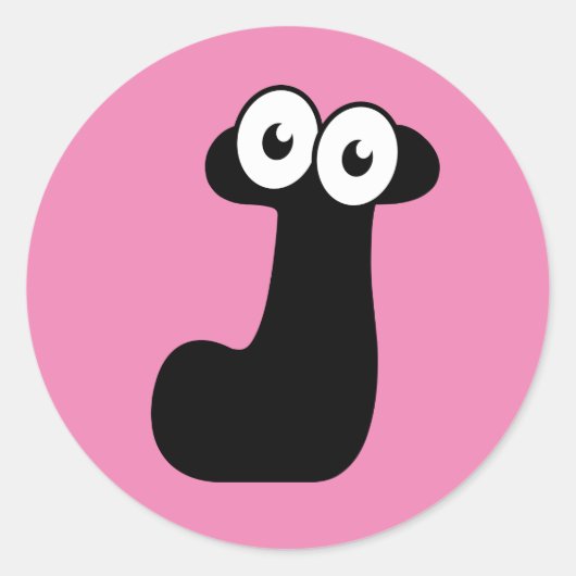 Googly Letter Jラウンドクラシックステッカー ラウンドシール (正面)