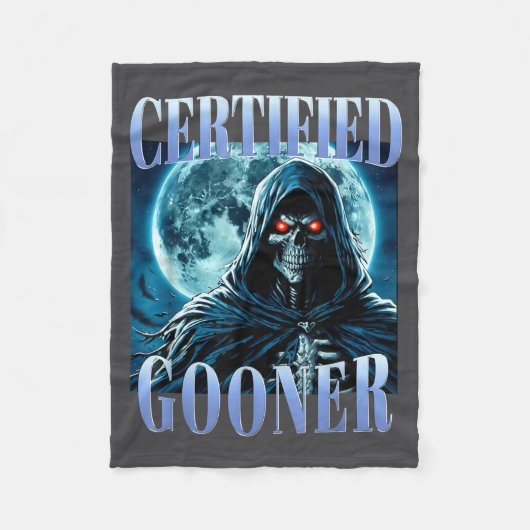 Goon Funny Gooning Meme Skeleton Certified Gooner  フリースブランケット (正面)