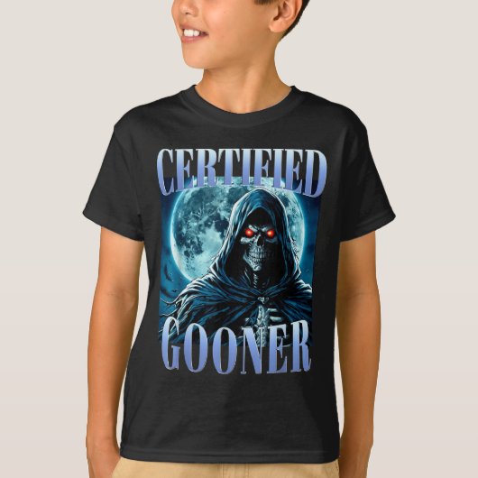 Goon Funny Gooning Meme Skeleton Certified Gooner  Tシャツ (正面)