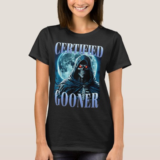 Goon Funny Gooning Meme Skeleton Certified Gooner  Tシャツ (正面)