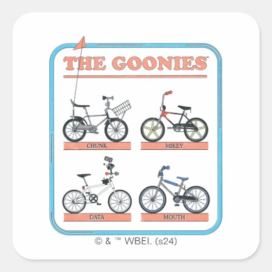 Gooniesの自転車図 スクエアシール (正面)
