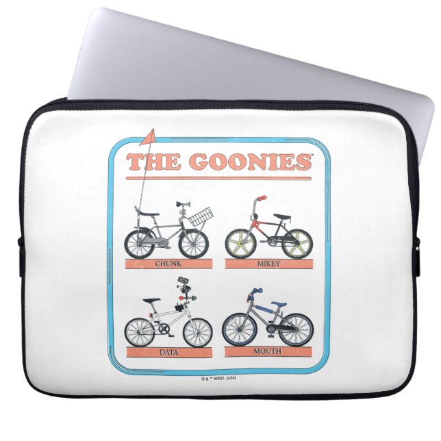 Gooniesの自転車図 ラップトップスリーブ (正面)